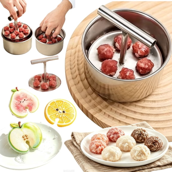 Stainless Steel Meatball Mold,Manual Press Meatball Maker,Non-Stick Multiple Cavity Shaper Tool for Kitchen