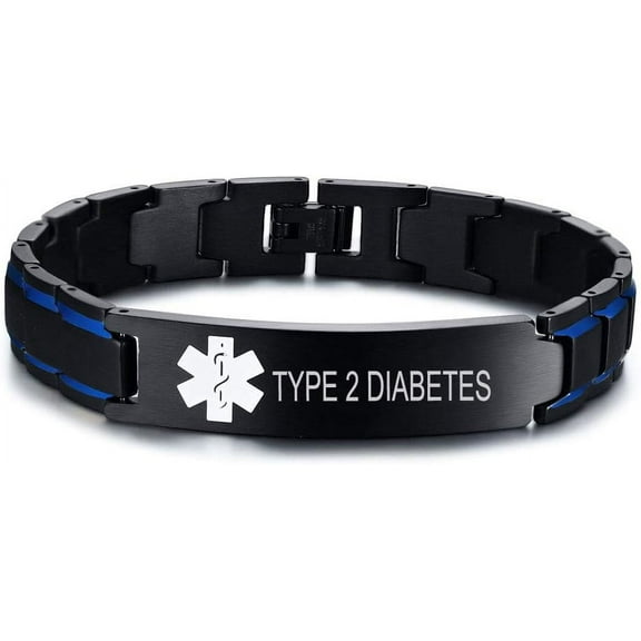 Stainless Steel Medical Alert ID Bracelet Wristband,21.5cm(8.46 inches)