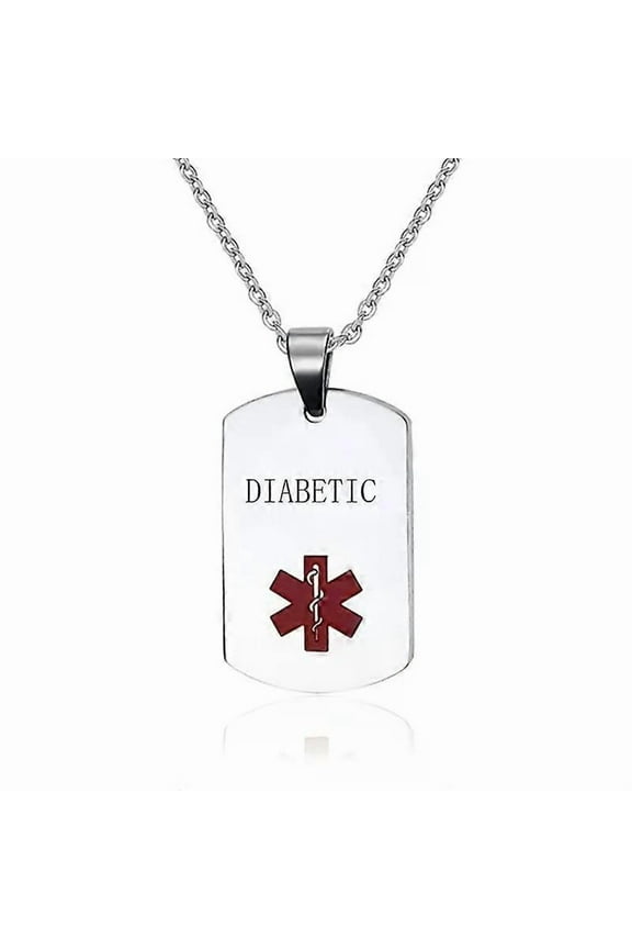 Stainless Steel Medical Diabetic Type 1 Type 2 Diabetes Epilepsy Allergy Copd Alert Tag Pendant Necklace For Men Women