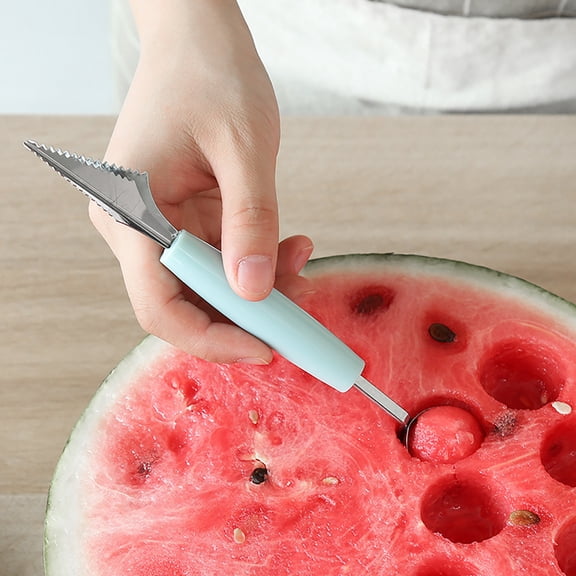 Stainless Steel Melon Baller, Double-Sided Fruit Scoop for Watermelon and Ice Cream, 17.5cm Fruit Cutting Tool with Comfortable Handle for Party and Salad Preparation