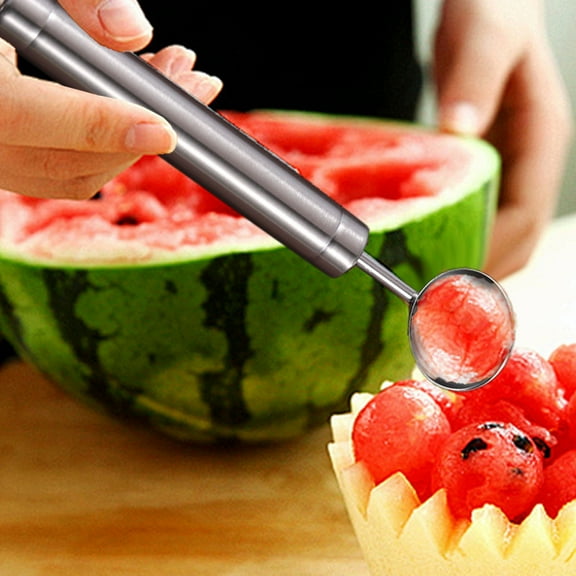 Stainless Steel Melon Baller – Professional Fruit Scooper for Watermelon, Cantaloupe, Honeydew – Ergonomic Kitchen Tool with Smooth Round Balls – Dual Use as Ice Cream & Cookie Scoop