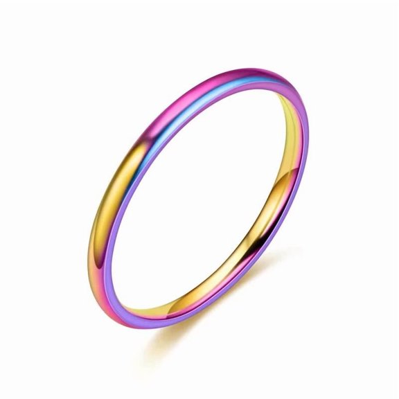 Multicolor Stainless Steel Men Women Wedding Ring Band 2mm Statement Polished Size 12 R19