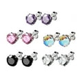 thumbnail image 1 of Stainless Steel Men Womens Stud Earrings with Prong Setting Cz package of 5 pair, 1 of 8