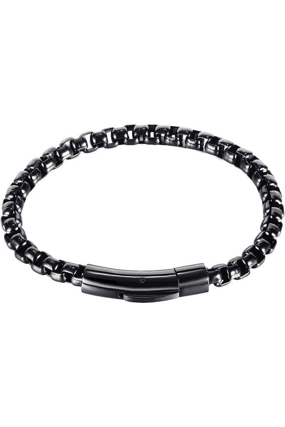 Stainless Steel Men's Bracelet, 6mm Stainless Steel Box Chain Bracelet for Men Women Square Box Chain Bracelet Crude Chain Cuban Bracelet Jewelry