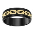 thumbnail image 1 of Stainless Steel Men's Comfort Fit Black & Gold Chain Link Design Inlay Beveled Edge 8mm Wedding Band | Size 11, 1 of 1