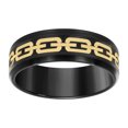 thumbnail image 1 of Stainless Steel Men's Comfort Fit Black & Gold Chain Link Design Inlay Beveled Edge 8mm Wedding Band | Size 12, 1 of 1