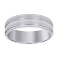 thumbnail image 1 of Stainless Steel Men's Comfort Fit Grooved Silver Stone Finish 7mm Wedding Band | Size 9, 1 of 1
