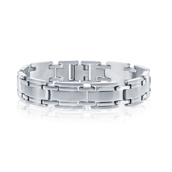 Stainless Steel Men’s Matte and Polished 8.5’’ Linked Bracelet