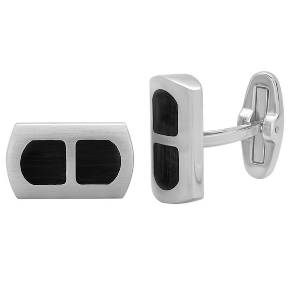 Stainless Steel Mens Black Enamel Cufflinks Cuff Link for Men