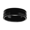 thumbnail image 1 of Stainless Steel Mens Black Grooved Comfort-fit Fashion Band Ring Size 10 Wedding Band for Men, 1 of 2