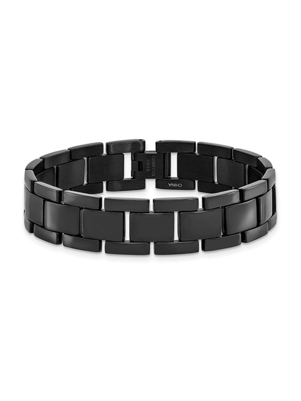 Gem & Harmony Stainless Steel Mens Black Plating Bracelet 8.5 inches for Men