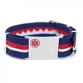 thumbnail image 1 of Stainless Steel Mens Blue, Red and White Nylon Medical ID Bracelet, 1 of 2