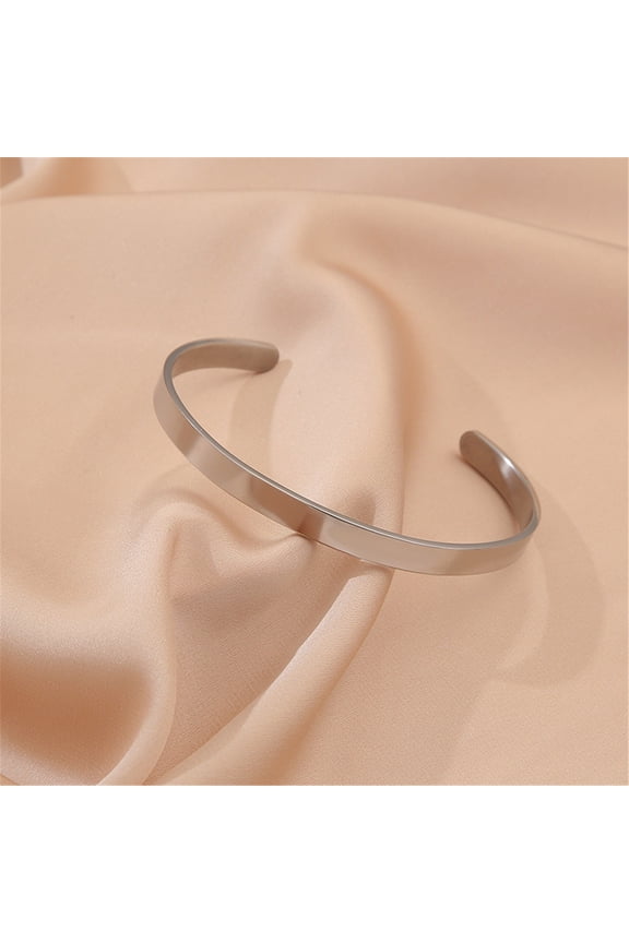 Stainless Steel Mens Bracelet - Minimalist Antique Design Open Metal Bangle for Boys and Men for Everyday Wear