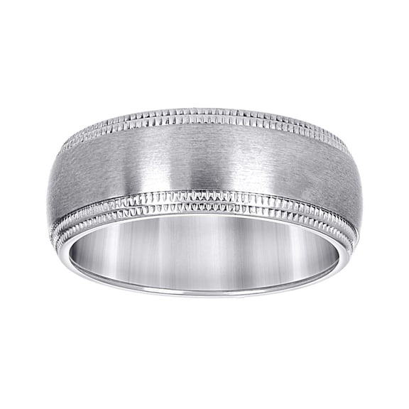 Stainless Steel Mens Brushed Milgrain Edge Comfort-fit Fashion Band Ring Size 9 Wedding Band for Men