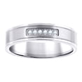 thumbnail image 1 of Stainless Steel Mens Cubic Zirconia Brushed Center Step Edges Comfort-fit Fashion Band Ring Size 8 Wedding Band for Men, 1 of 2