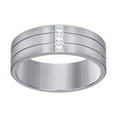 thumbnail image 1 of Stainless Steel Mens Cubic Zirconia Double Grooved Polished Comfort-fit Fashion Band Ring Size 10 Wedding Band for Men, 1 of 2
