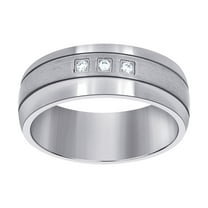 Stainless Steel Mens Cubic Zirconia Grooved Comfort-fit Fashion Band Ring Size 12 Wedding Band for Men