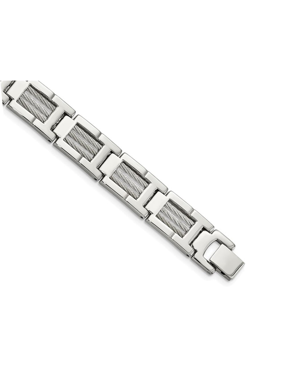 Gem & Harmony Stainless Steel Mens Cable Bracelet 8.5 inches for Men