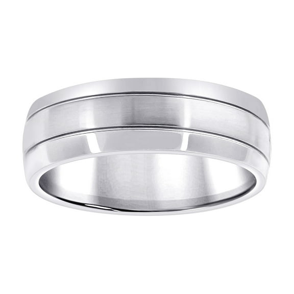 Stainless Steel Mens Center Brushed Double Grooved Comfort-Fit Fashion Band Ring Size 12 Wedding Band for Men