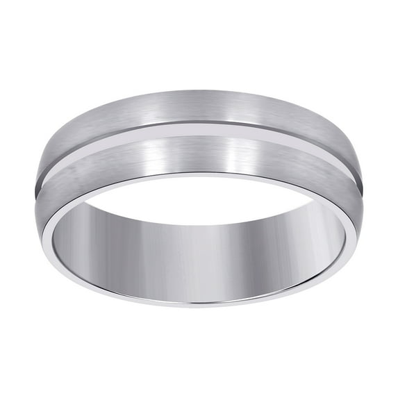 Stainless Steel Mens Center Grooved Side Brushed Comfort-fit Fashion Band Ring Size 12 Wedding Band for Men