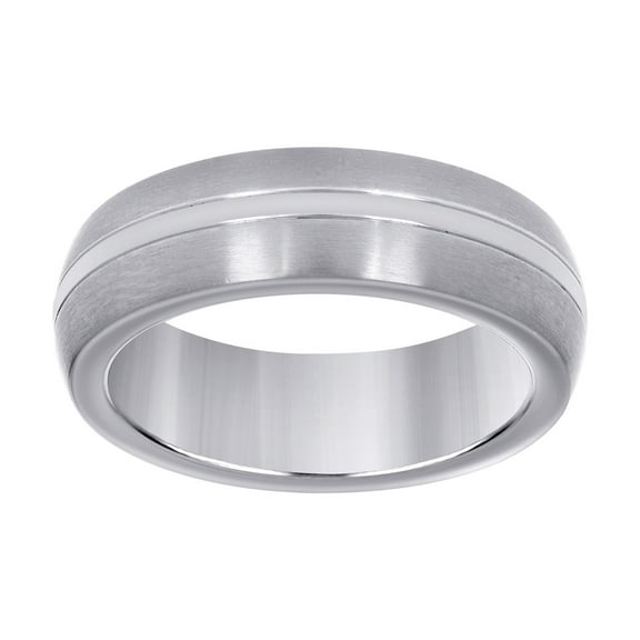 Stainless Steel Mens Center Grooved Sides Brushed Comfort-Fit Fashion Band Ring Size 7 Wedding Band for Men