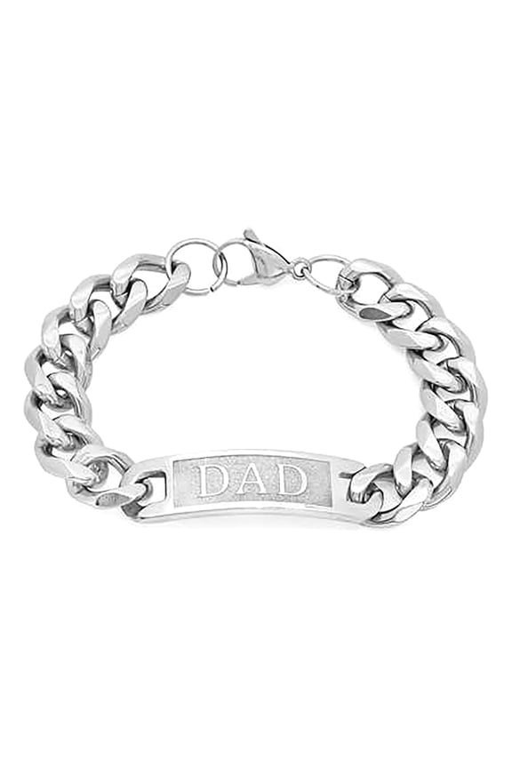Stainless Steel Mens Comfort Curb Link Dad ID Bracelet Identification Bracelet for Men