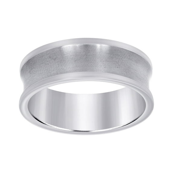 Stainless Steel Mens Concave Brushed Comfort-fit Fashion Band Ring Size 7 Wedding Band for Men
