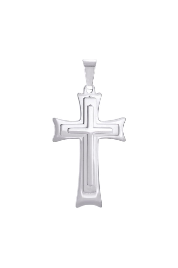Stainless Steel Mens Cross Religious Charm Pendant Necklace for Men