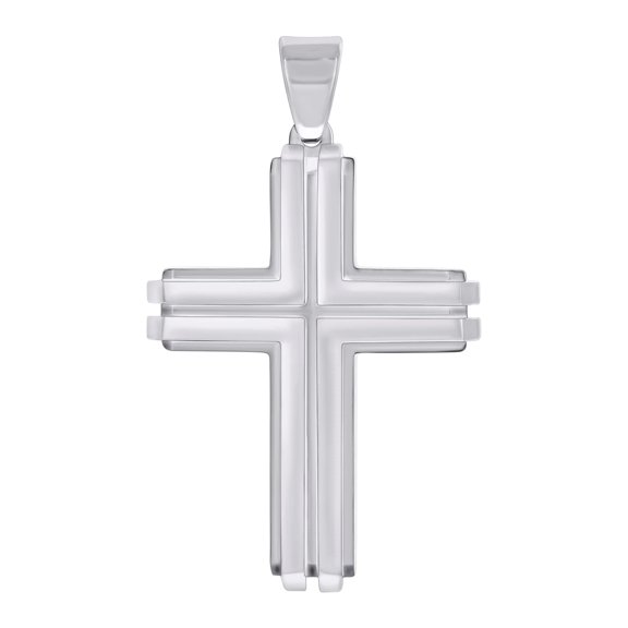 Stainless Steel Mens Cross Religious Charm Pendant