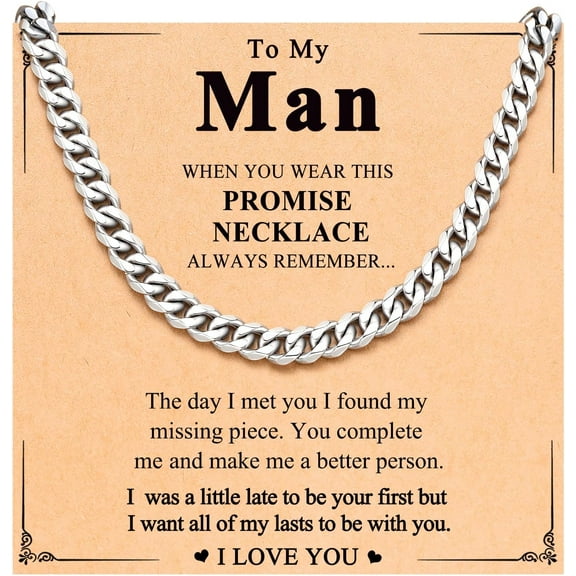 Stainless Steel Mens Cuban Link Chain 20 Inches Promise Necklace for Him Men Christmas Anniversary Valentines Birthday Gift Ideas