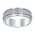 thumbnail image 1 of Stainless Steel Mens Double Grooved Center Hammered Size 8 Comfort-fit Fashion Band Ring Wedding Band for Men, 1 of 2