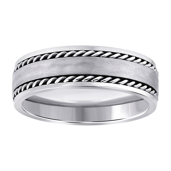 Stainless Steel Mens Double Rope Inlay Brushed Comfort-fit Fashion Band Ring Size 9 Wedding Band for Men