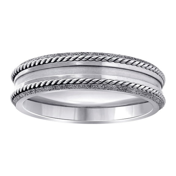 Stainless Steel Mens Double Rope Inlay Center Grooved Comfort-fit Fashion Band Ring Size 9 Wedding Band for Men