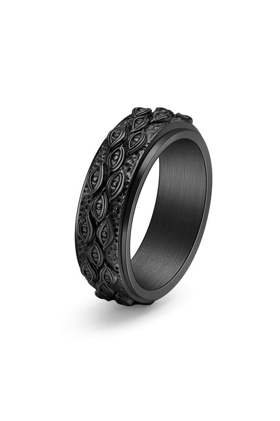 Stainless Steel Mens Eye Ring Vintage Silver Gold Black