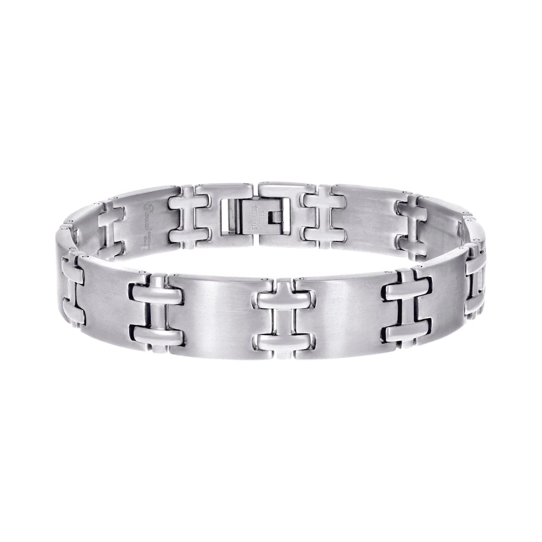 Stainless Steel Mens Fashion Bracelet 8.5 Inch 12mm Wide Link Bracelet for Men