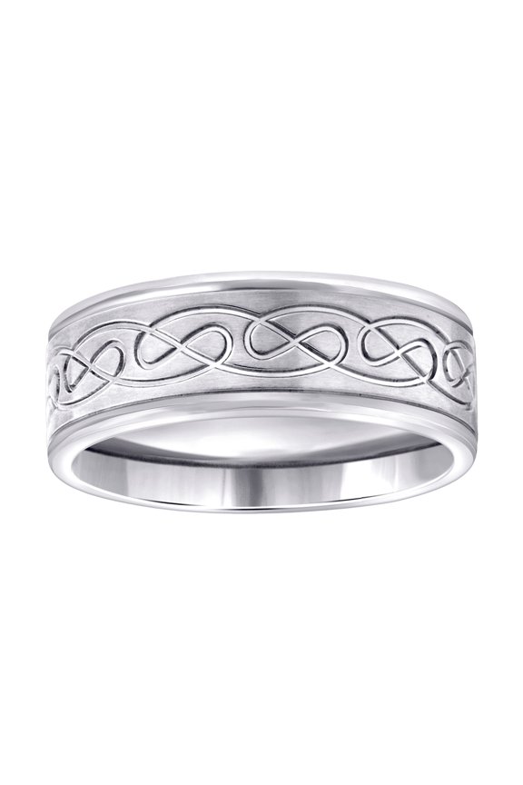 Stainless Steel Mens Irish Claddagh Celtic Trinity Knot Brushed Centered Step Edges Comfort-fit Fashion Band Ring Size 1
