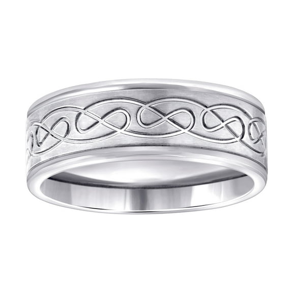 Stainless Steel Mens Irish Claddagh Celtic Trinity Knot Brushed Centered Step Edges Comfort-fit Fashion Band Ring Size 8