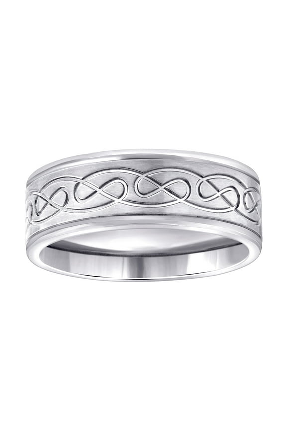 Stainless Steel Mens Irish Claddagh Celtic Trinity Knot Brushed Centered Step Edges Comfort-fit Fashion Band Ring Size 8