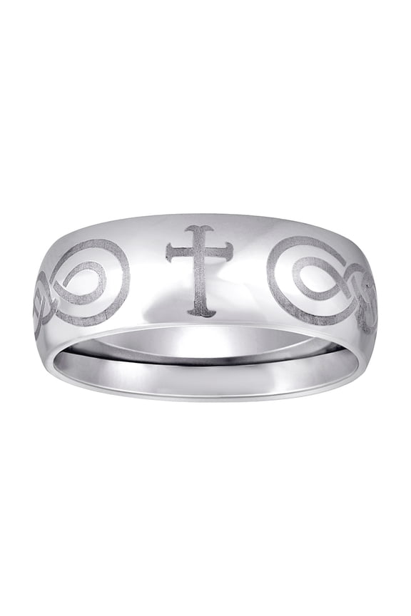 Stainless Steel Mens Irish Claddagh Celtic Trinity Knot Religious Faith Cross Polished Dome Comfort-fit Fashion Band Rin