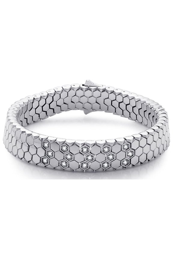 Stainless Steel Mens Link Bracelet, Silver Gold Plated Chunky Wristband Bangle Football Soccer Patterns Cuff Chain Bracelet for Men Adjustable