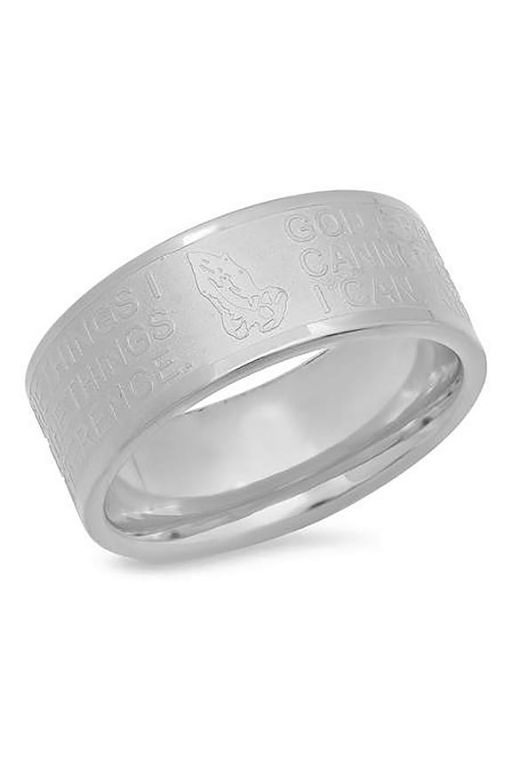 Stainless Steel Mens Lords Prayer Cross Religious Size-12 Comfort-fit Bridal Anniversary Wedding Engagement Band Ring