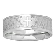 JEWELRYWEB Stainless Steel Mens Lords Prayer Cross Religious Comfort-Fit Band Ring Size 6 Wedding-Band for Men
