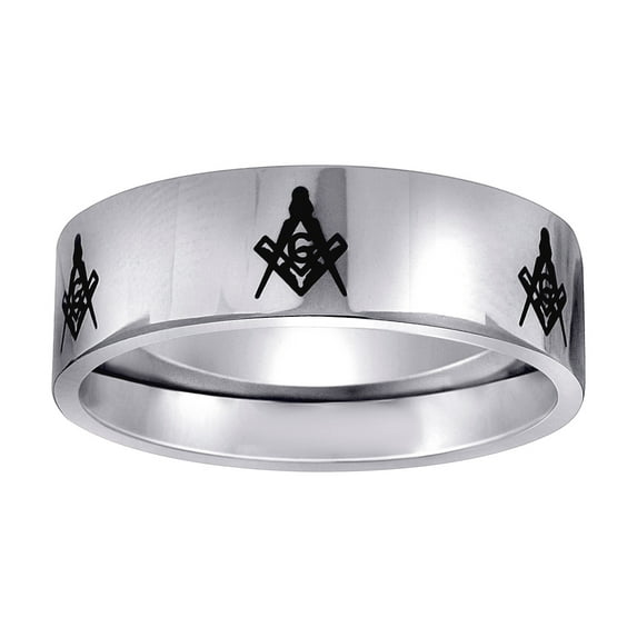Stainless Steel Mens Masonic Polished Comfort-fit Fashion Band Ring Size 12 Wedding Band for Men