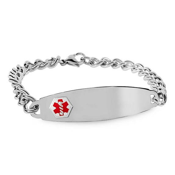 Stainless Steel Mens Medical Bracelet - Stainless Steel 8 Inch