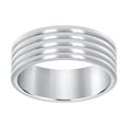 thumbnail image 1 of Stainless Steel Mens Multi Grooved Polished Comfort-fit Fashion Band Ring Size 9 Wedding Band for Men, 1 of 2