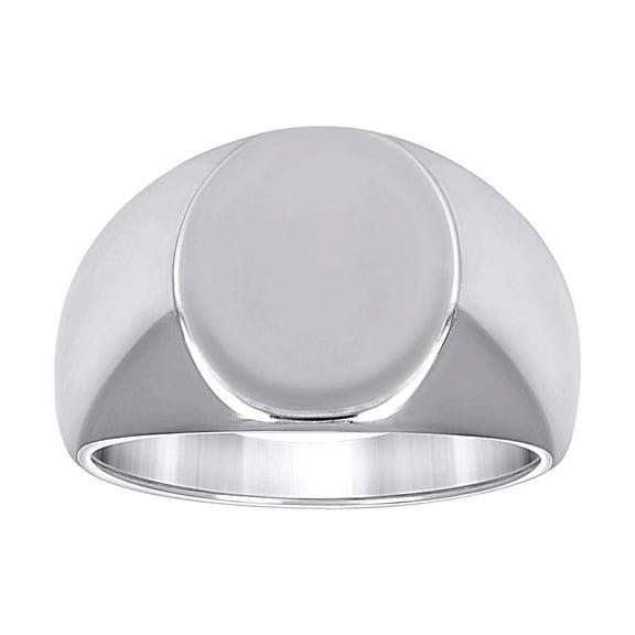 Stainless Steel Mens Oval Signet Polished Plain Band Comfort-fit Fashion Band Ring Size 8 Wedding Band for Men