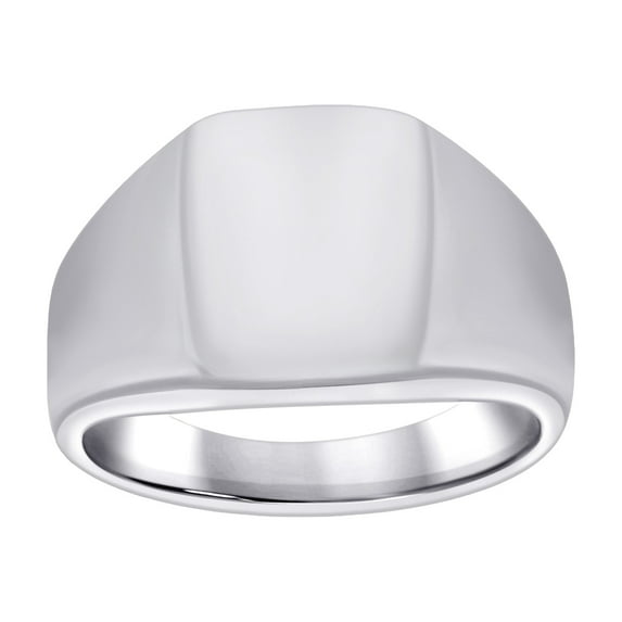Stainless Steel Mens Rectangle Signet Polished Plain Band Comfort-Fit Fashion Band Ring 14.2mm Wide Size 13 Wedding Band