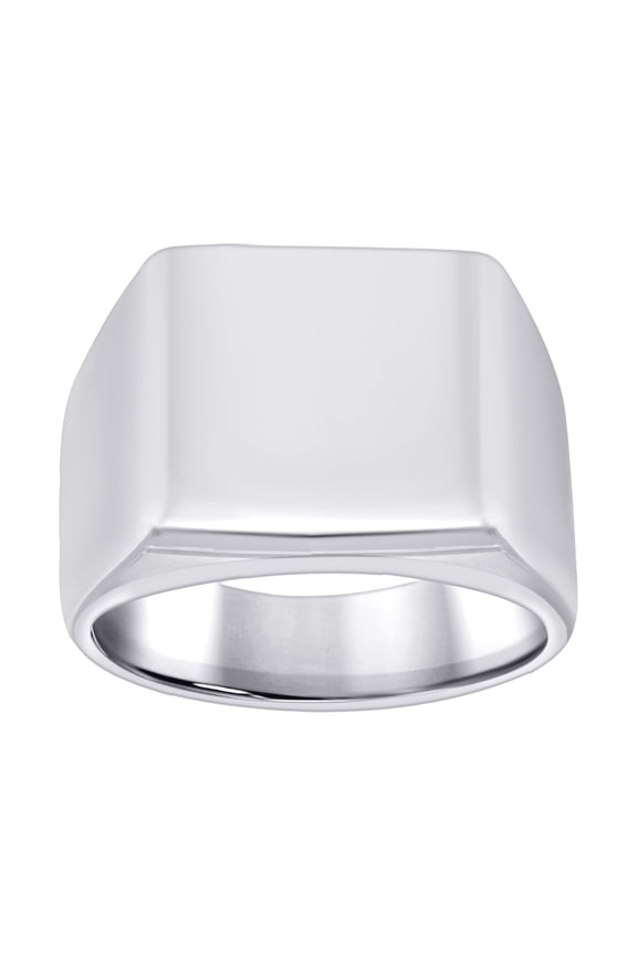 Stainless Steel Mens Square Signet Polished Plain Band Comfort-fit Fashion Band Ring 18mm Wide Size 14 Wedding Band for