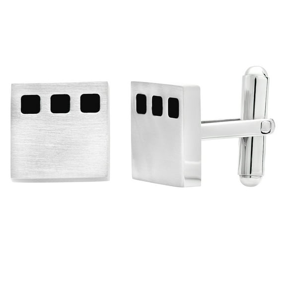 Stainless Steel Mens Square With Black Enamel Cufflinks Cuff Link for Men