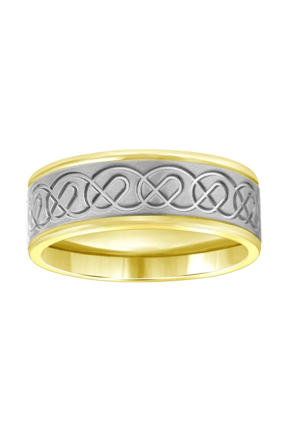 Stainless Steel Mens Two-Tone Center Brushed Infinity Size-10 Comfort-Fit Fashion Bridal Anniversary Wedding Engagement Band Ring